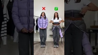 😱💥 Best Trick To Make Cropped Jacket From Puffer Jacket With A Belt #shorts