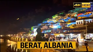 Berat, Albania ✨🇦🇱 2023, New Year Christmas 🎄🎉Berati Lights Decoration✨🌟❄️ 4K-HDR