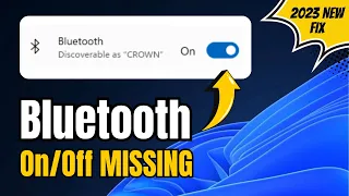 Bluetooth On Off Button Is Missing In Windows 10/11 (2024 NEW*) | Fix Bluetooth Missing