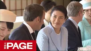 両陛下、マクロン仏大統領夫妻と会見　宮殿で午餐も＝宮内庁提供映像（2019年6月27日）