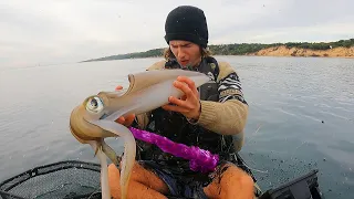 This Giant Squid COVERS Fisherman in Ink!?!