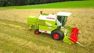 Gerste dreschen 2018 am Hang mit Claas Dominator 58s