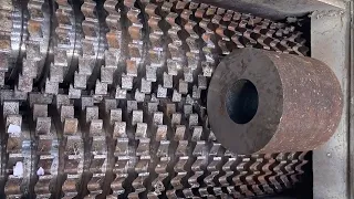 Shredder vs. big round iron, the result is shredded