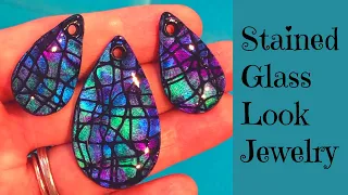 Stained Glass Look Effect Jewelry Easy Polymer Clay Pendant and Earrings Tutorial
