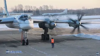 Tupolev TU-95MS strategic bombers training flights over mother Russia