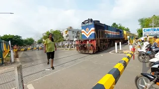 Dabang Lady Walking | Dangerous Intercity express train moving throughout full speed at railgate