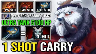 ULTRA 1 Shot Walrus PUNCH! Echo Sabre Carry Tusk 5100 HP Tank vs Late Game Luna Dota 2