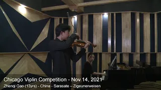 Chicago Violin Competition 2021 - Zhenqi Gao (13yrs) - China- Sarasate – Zigeunerweisen