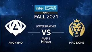 CS:GO - Anonymo vs. MAD Lions [Mirage] Map 1 - IEM Fall Closed Qualifiers 2021 - EU