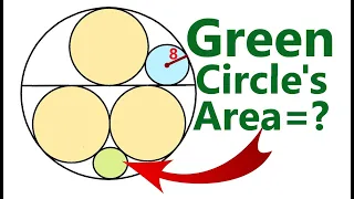 Crazy Geometry Problem: Find the Area of the Green Circle - Five Circles Inside One Big Circle