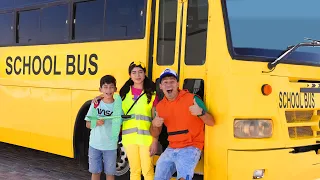 Jason teaches school bus rules with friends