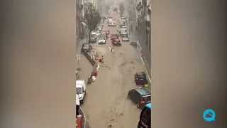 Heavy rains cause flooding in Porto, Portugal