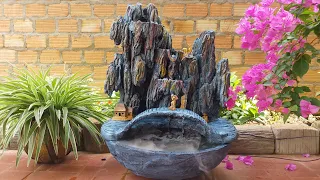 Ideas for decorating your home garden | How to make fake rock mountains with beautiful waterfalls