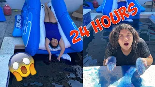 24 Hours Overnight in a Slime Hot Tub - OMG Living in Hot Slime * Extreme * Slime Challenge