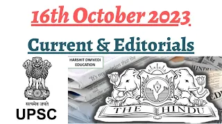 16th October 2023-The Hindu Editorial Analysis+Daily General Awareness Articles by Harshit Dwivedi