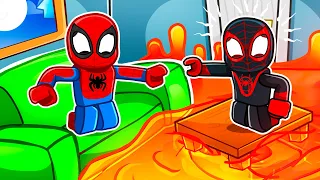 Spiderman & Miles FLOOR IS LAVA in Roblox!