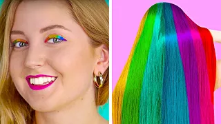 RAINBOW Hacks and Crafts || Cool Girly and Beauty Hacks by 123 Go Like!