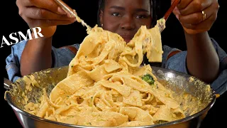 ASMR CHEESY CREAMY ALFREDO PASTA MUKBANG (NO Talking) Sticky Eating Sounds| Vikky ASMR