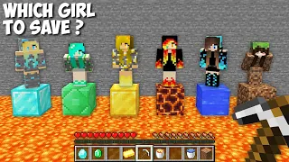 WHICH to SAVE DIAMOND GIRL or EMERALD GIRL or GOLD GIRL or LAVA GIRL or WATER GIRL in Minecraft ?