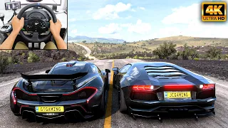 McLaren P1 & Lamborghini Aventador | Forza Horizon 5 | Thrustmaster T300RS gameplay