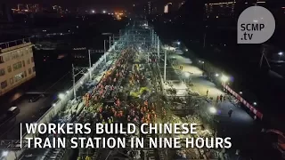 1,500 Chinese workers build train station in nine hours