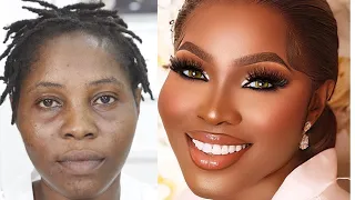 100M VIEWS⬆️ BRIDE👆VIRAL video 💣BOMB🔥😱MUST WATCH 😳 MAKEUP AND HAIR TRANSFORMATION ❤️ DARK SKIN BRIDE