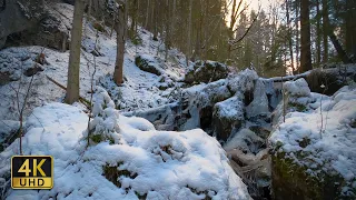 Winter Mountain River Water Flowing Sound for Sleep and Relaxation - Forest River Nature Sounds