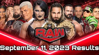 WWE RAW September 11,2023 Match Card Results