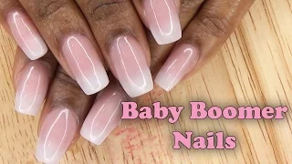 Acrylic Nails Short Square Ombre Fade / Baby Boomer Nails - LongHairPrettyNails