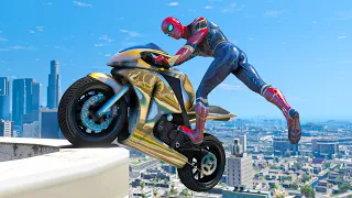 GTA 5 Iron Spiderman Motorcycle Stunts/Fails/Ragdolls Episode 20 (Euphoria Ragdolls)