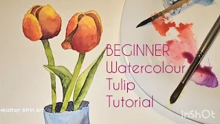 How to paint a tulip in watercolour -  tutorial for beginners