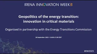 Geopolitics of the energy transition: innovation in critical materials