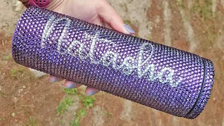 How to spray paint then bling a tumbler to keep the stones on | Satisfying bling | No epoxy required