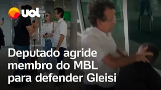 Deputado do PT agride membro do MBL em aeroporto para defender Gleisi: 'Fascista eu quebro no pau'