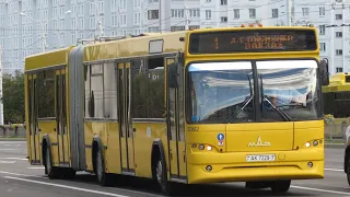 Минск. Поездка на автобусе МАЗ 105.465 маршрут 1 (ГОС№: АК 7229-7)