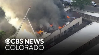 Video shows Colorado storage facility fire, smoke blowing onto Interstate 70