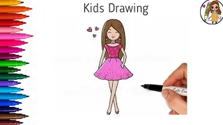 How To Draw A Barbie Doll  | How To Draw A Cute Girl Step By Step Easy Drawings