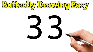 How To Draw A Butterfly From 33 Number Easy Step By Step l Drawing Pictures l Number Drawing.Drawing