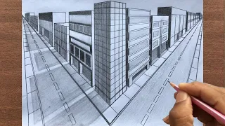 How to Draw a Town in Two-Point Perspective Step by Step