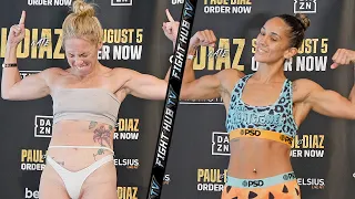 AMANDA SERRANO VS HEATHER HARDY 2 • FULL WEIGH IN & FACE OFF VIDEO