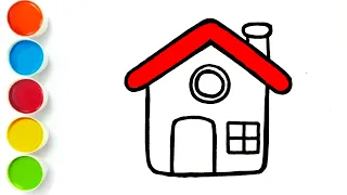 How To Draw House Drawing, Painting And Colouring For Kids And Toddlers | #housedrawing #drawing