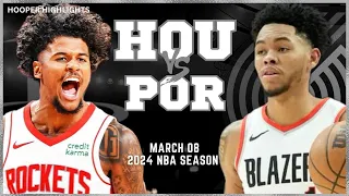 Houston Rockets vs Portland Trail Blazers Full Game Highlights | Mar 8 | 2024 NBA Season