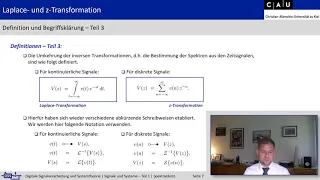 Vorlesung "Signale und Systeme - Teil 1", 3. Spektraldarstellungen, z- und Laplace-Transf., Teil 1