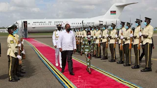 PRESIDENT UHURU LANDS IN DAR ES SALAAM FOR TANZANIA'S 60TH ANNIVERSARY OF INDEPENDENCE DAY!!