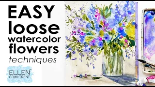 EASY watercolor loose flowers