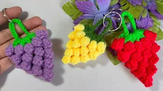 CROCHET KEYCHAIN | HOW TO CROCHET GRAPE KEYCHAIN | CROCHET POPCORN STITCH FOR BEGINNERS | TUTORIAL