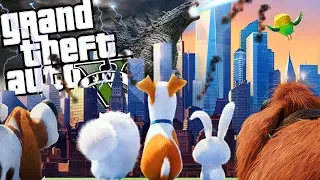 The Secret Life of Pets VS Godzilla: King of the Monsters MOD (GTA 5 PC Mods Gameplay)