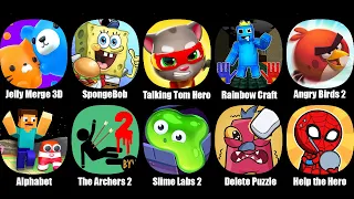 Jelly Merge 3D,SpongeBob Krusty Cook Off,Talking Tom Hero Dash,Alphabet Impostor Survivor