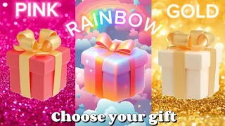 Choose your gift 🎁🤮🤑🥰|| 3 gift box challenge |Pink,Rainbow and Gold💛🌈❤#wouldyourather#chooseyourgift