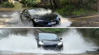 ⁴ᴷ Tesla vs Water Ford Compilation - Rufford Ford Flood